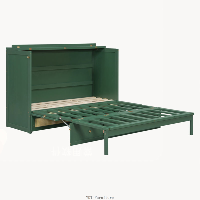 Grand lit escamotable avec grands tiroirs, vert