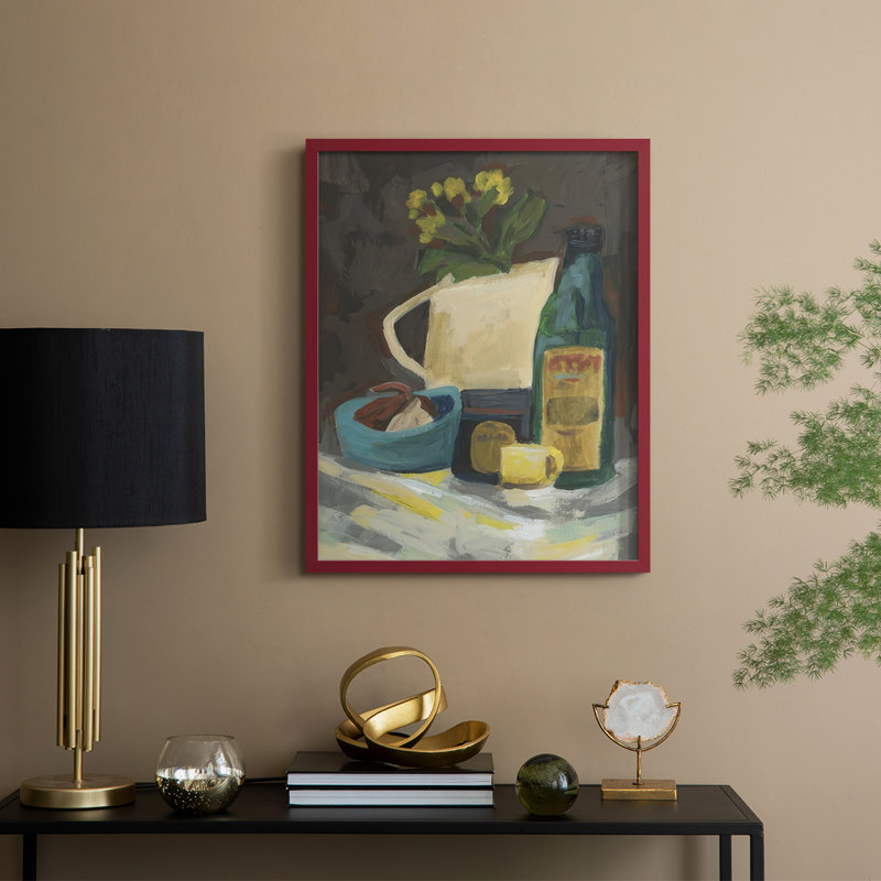 Tabletop Study II Framed Print - Solid Wood, 30" H x 24" W, Red