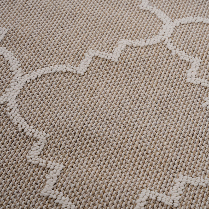 NAAR Guros Collection 6X9 Ivory / Trellis Indoor / Outdoor Area Rug, Rectangle 6'7" x 7'9"