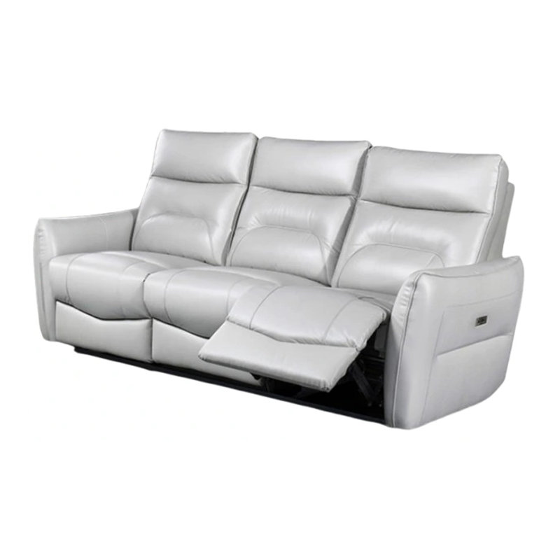 Canapé inclinable électrique Teren de 86 po en cuir fleur gris contemporain Teren, Gris taupe