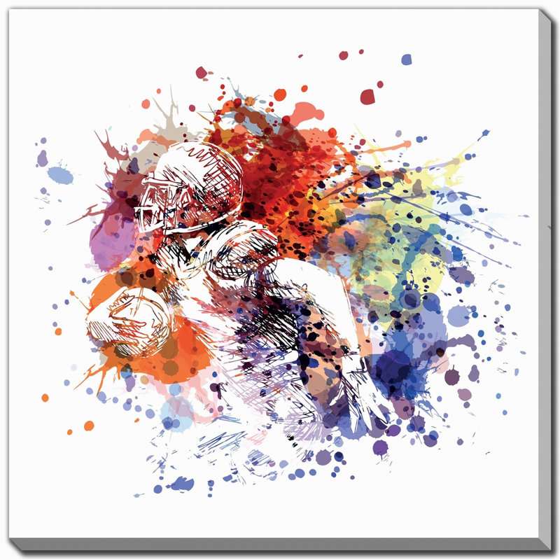 Art abstrait sur toile, "Football abstrait", H 30 po x l 30 po