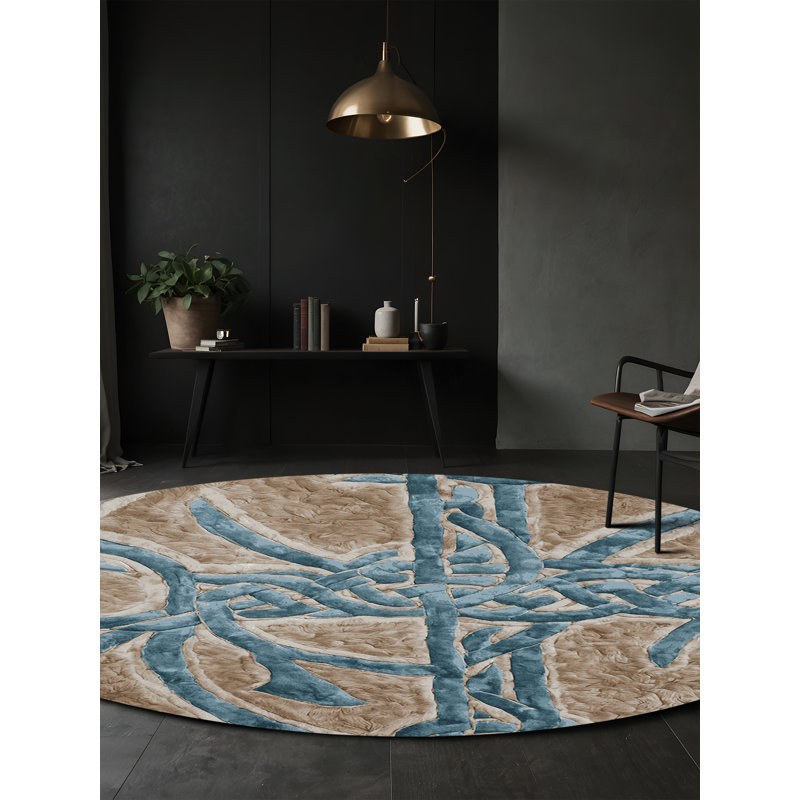 Tapis gris lavable à la machine GSIX03694, Rond 5 pi