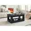 Table basse moderne et durable en MDF noir avec rangement ouvert pour le salon