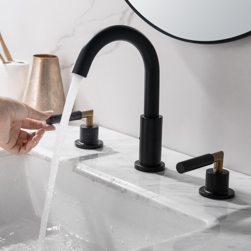 Widespread Bathroom Faucet 3 Hole, 2-handle Bathroom Sink Faucet, Drain Assembly Included, Matte Black