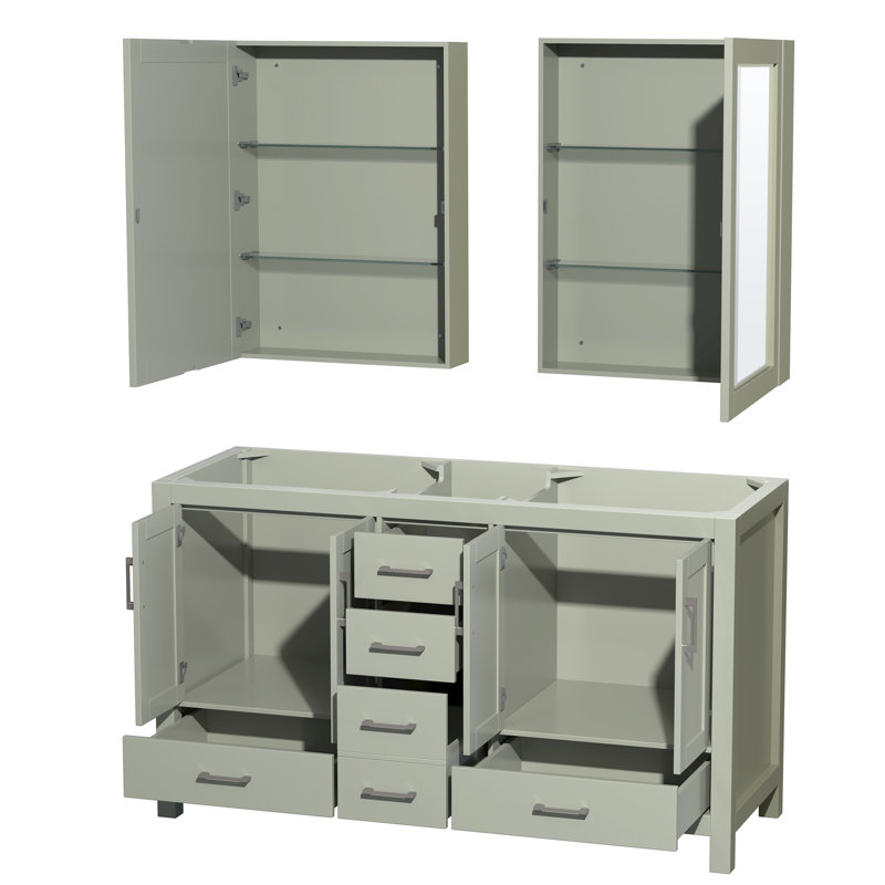Sheffield 60" Double Bathroom Vanity Base Only, Light Green
