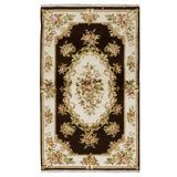 Hand Knotted Area Rug in Brown And Cream