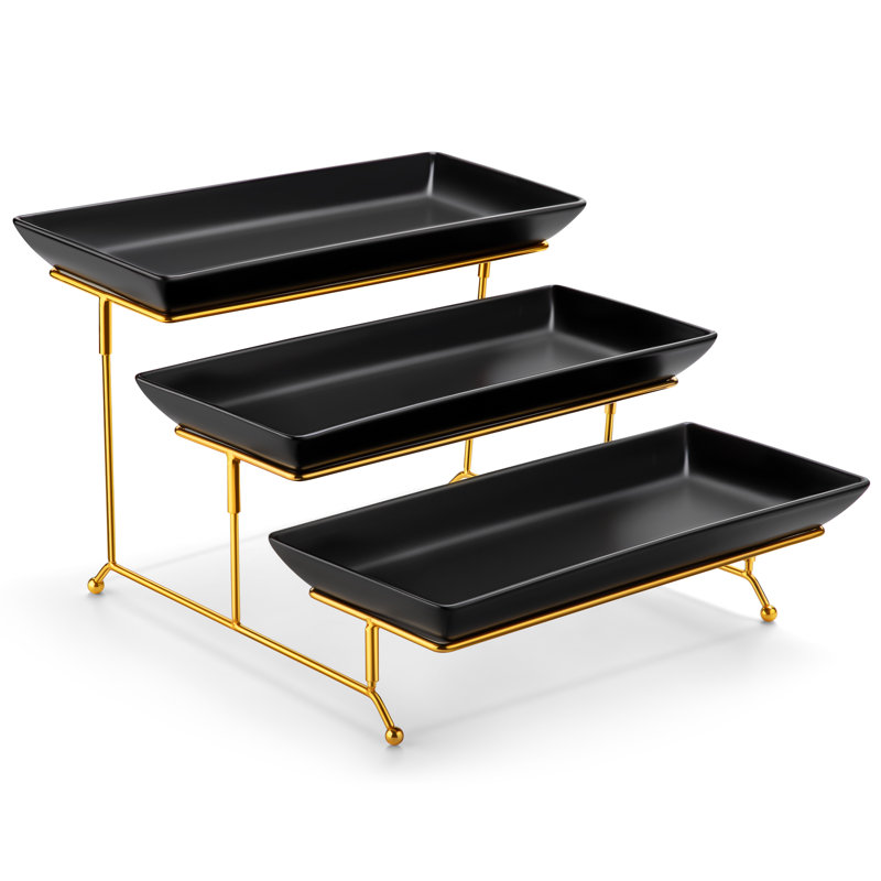 Tiered Stand, Gold/Black