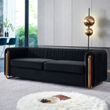 84.25" Modern Tufted Velvet Round Arm Sofa