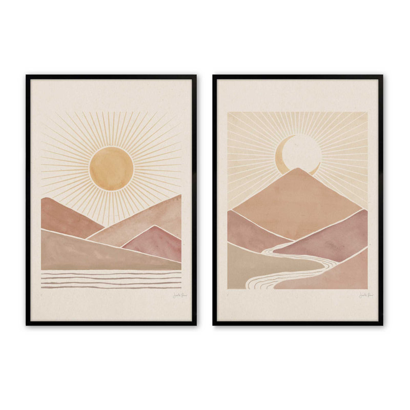 Ensemble de 2 pièces 2 pièces "Sunrise, Cadre noir satiné, H 11 po x l 9 po
