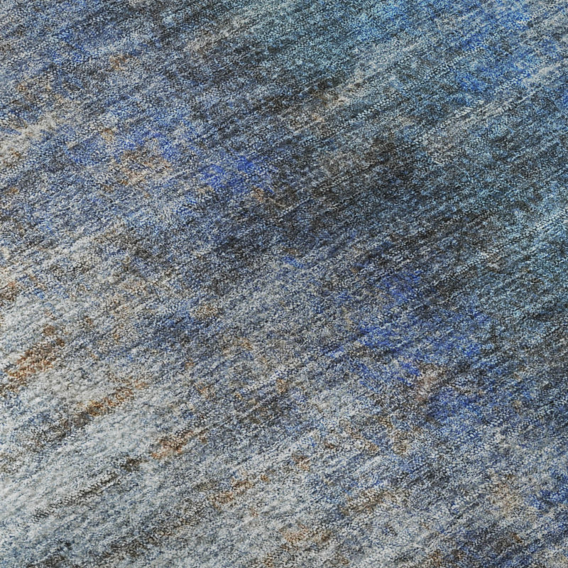 Premium Machine Washable Mayfield AMF2319 Casual Rug, Blue, 2'6" x 3'10"