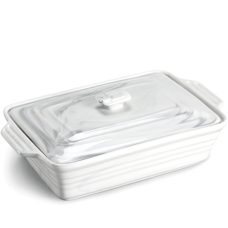 2.7 L Porcelain China Rectangular Baking Pan with Lid
