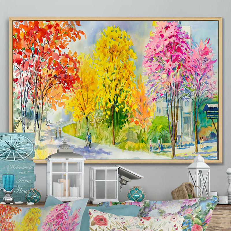 «Path To Four Season Trees», reproduction encadrée sur toile, H 16 po x l 32 po x P 1 po, Cadre flottant brun