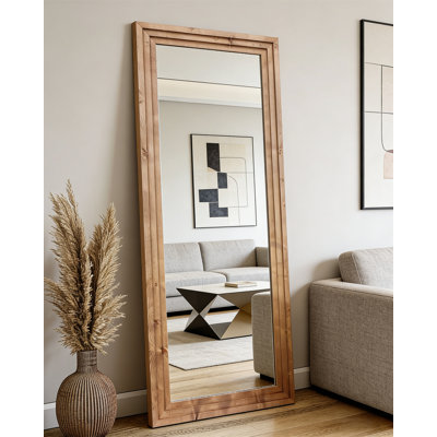 Full-Length Mirror With Stand – Solid Wood Frame Floor Mirror, Freestanding Or Wall-Mounted For Living Room, Bedroom, Or Dressing Area
