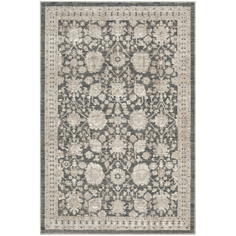 Tapis d'intérieur gris anthracite Charlton Home® Dezlynn, Rectangle 5 pi 3 po x 7 pi 3 po
