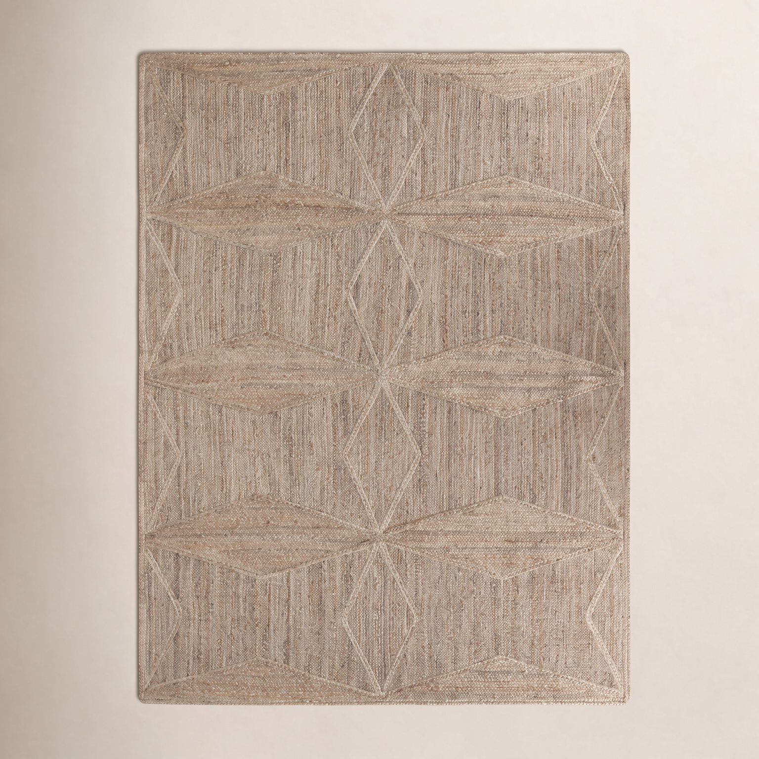Knox Beige Hand-Woven Geometric Jute Rug, Rectangle 10' x 14'