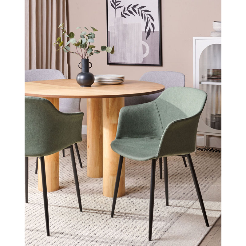 Rein 45 cm H Upholstered Linen Spindle Back Dining Chair, Green