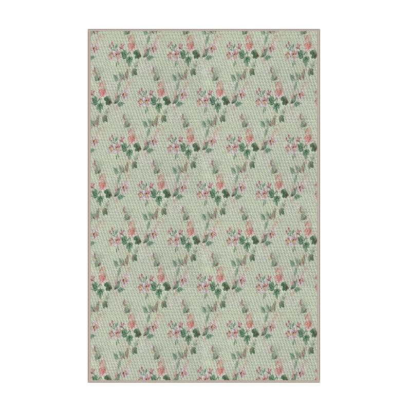 Tapis vert à motif floral Nabilité, Rectangle 7 pi x 9 pi