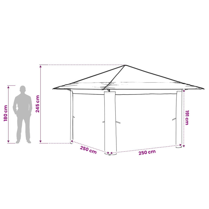 vidaXL Gazebo 210D Oxford with Silver Coating Outdoor Garden Shelter Shade Sun, 2.45m H x 3.3m W x 3.3m D, Anthracite/Beige