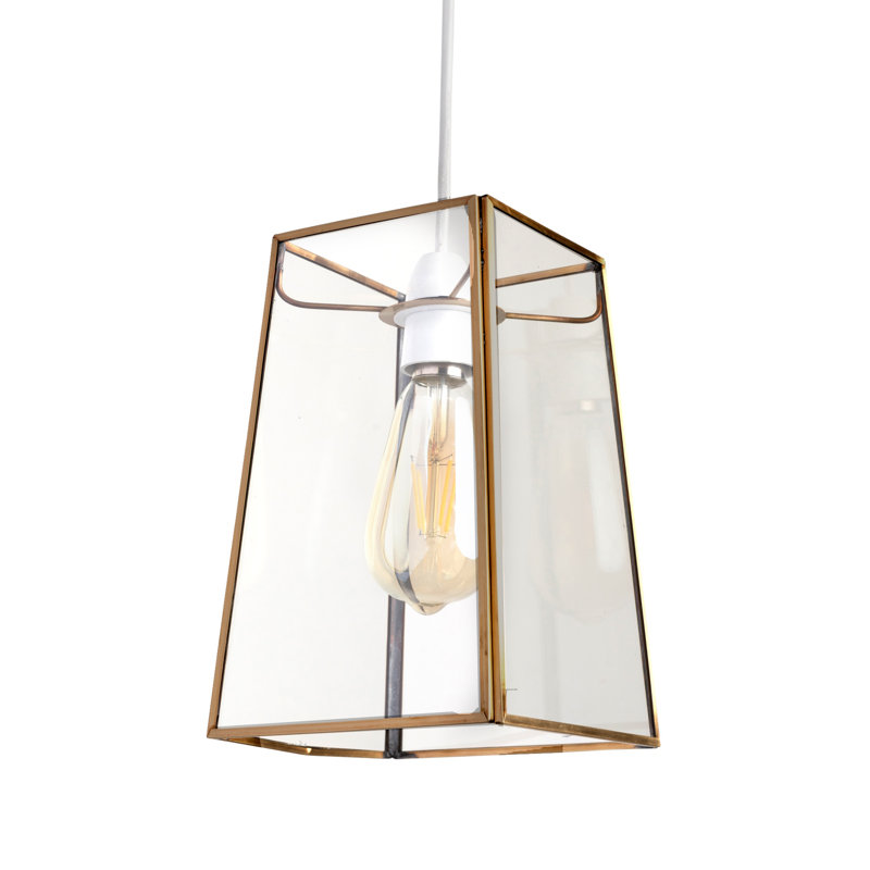 24cm H Glass Square Pendant Shade ( Uno ) in Gold