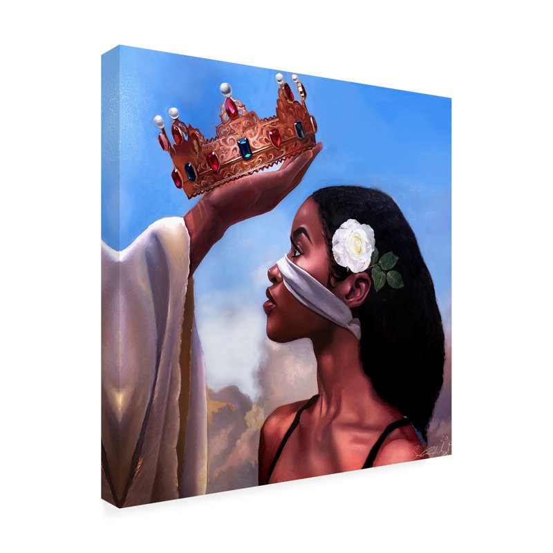«Crown Me Lord Woman» par Salaam Muhammad - peinture sur toile tendue, H 18 po x l 18 po x P 2 po