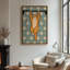 Framed Canvas Wall Art - Funny Orange Cat Hanging on Bar with Retro Star Pattern - 16"x24", 24"x36"-129684700-129684693