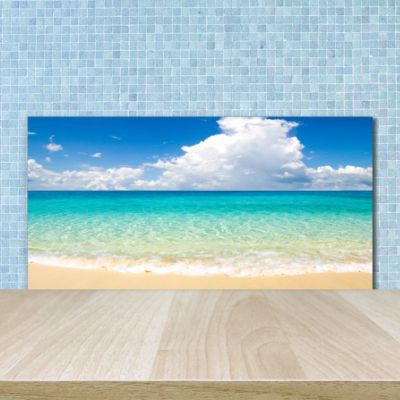 Paradise Beach 50cm x 100cm Glass Panel