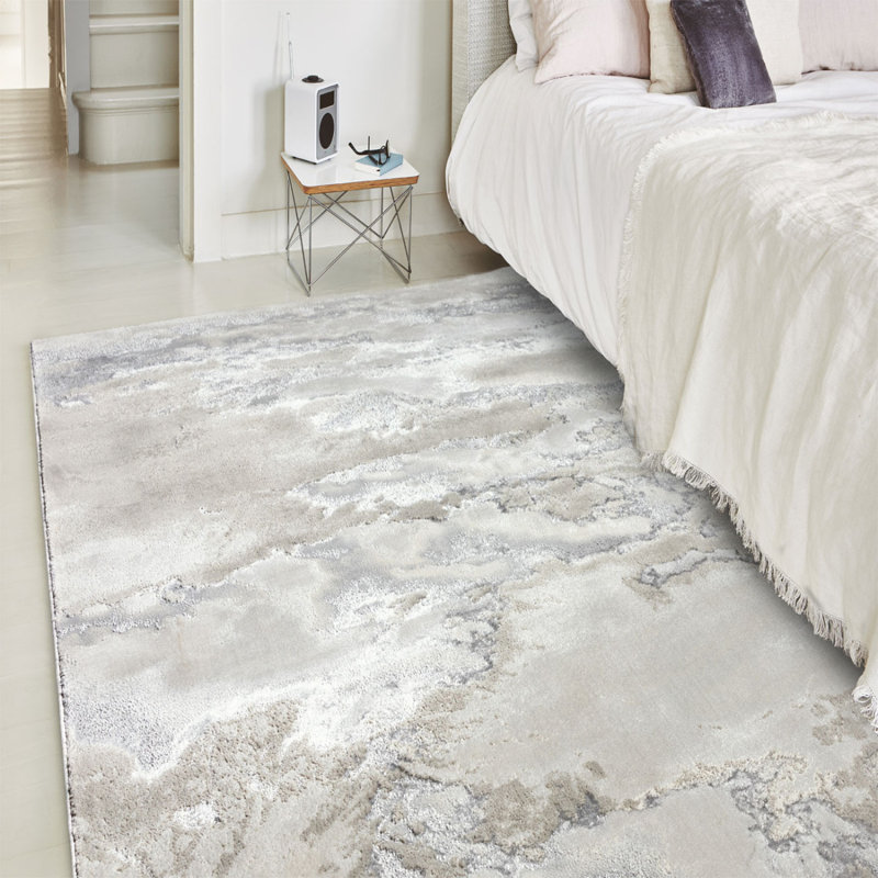 Beige Easy To Clean Abstract Optical/ (3D) Rug For Dining Room Bedroom And Living Room, Rectangle 80 x 150cm