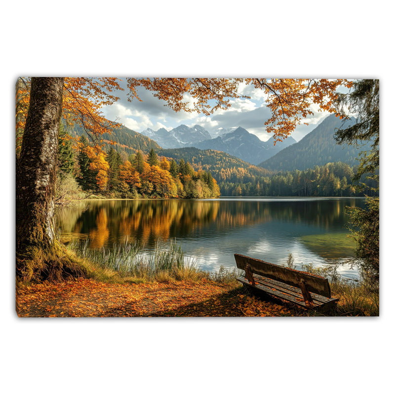 Art mural sur toile Lakeside Bench Serenity, H 12 po x l 16 po