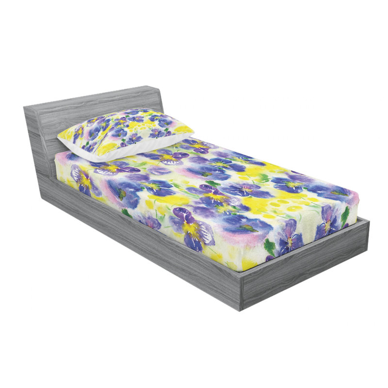 Microfiber Floral Sheet Set, Twin Sheet Set with Fitted Sheet