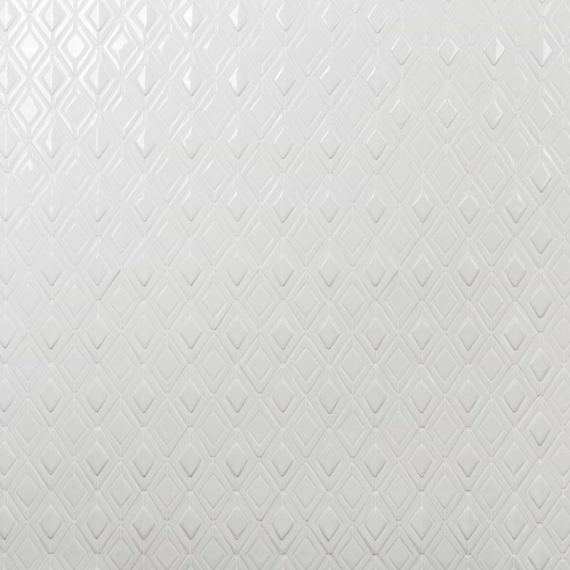Nabi Jewel Glacier White 3D Crackled Glossy Glass Mosaic Tile