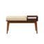 Banc Millie, tissu beige et noyer