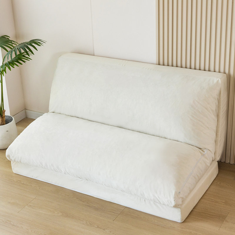 Velvet Bean Bag Sofa, Full, White