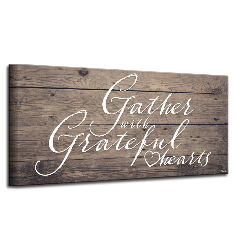 Reproduction d’art textuel « Grateful Hearts » par Olivia rose-toile tendue, H 12 po x l 24 po x P 1,5 po