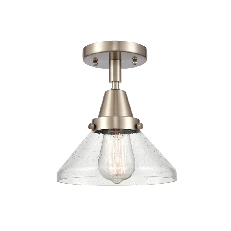 Amede Glass Semi Flush Mount, Seedy, Brushed Satin Nickel