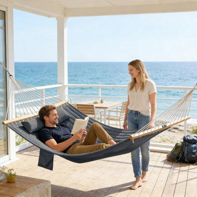 Hamac double extérieur, hamac Balconies de 10,6 pi, hamac de patio, hamac de jardin, capacité de 440 lb, grand hamac avec coussin, pour patio pour 2 personnes près de la piscine