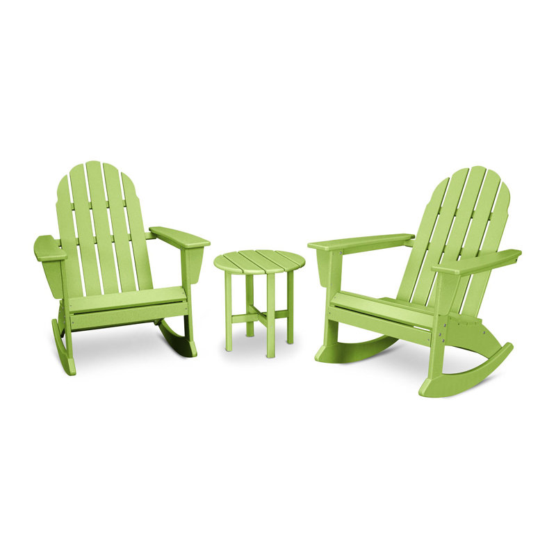 Ensemble de chaises berçantes 3 pièces Adirondack POLYWOOD Vineyard, Limette