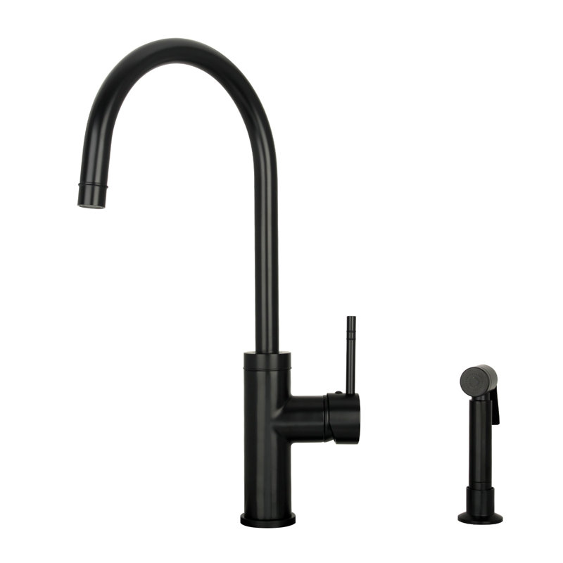 Single Handle Kitchen Faucet With Side Spray, Matte Black