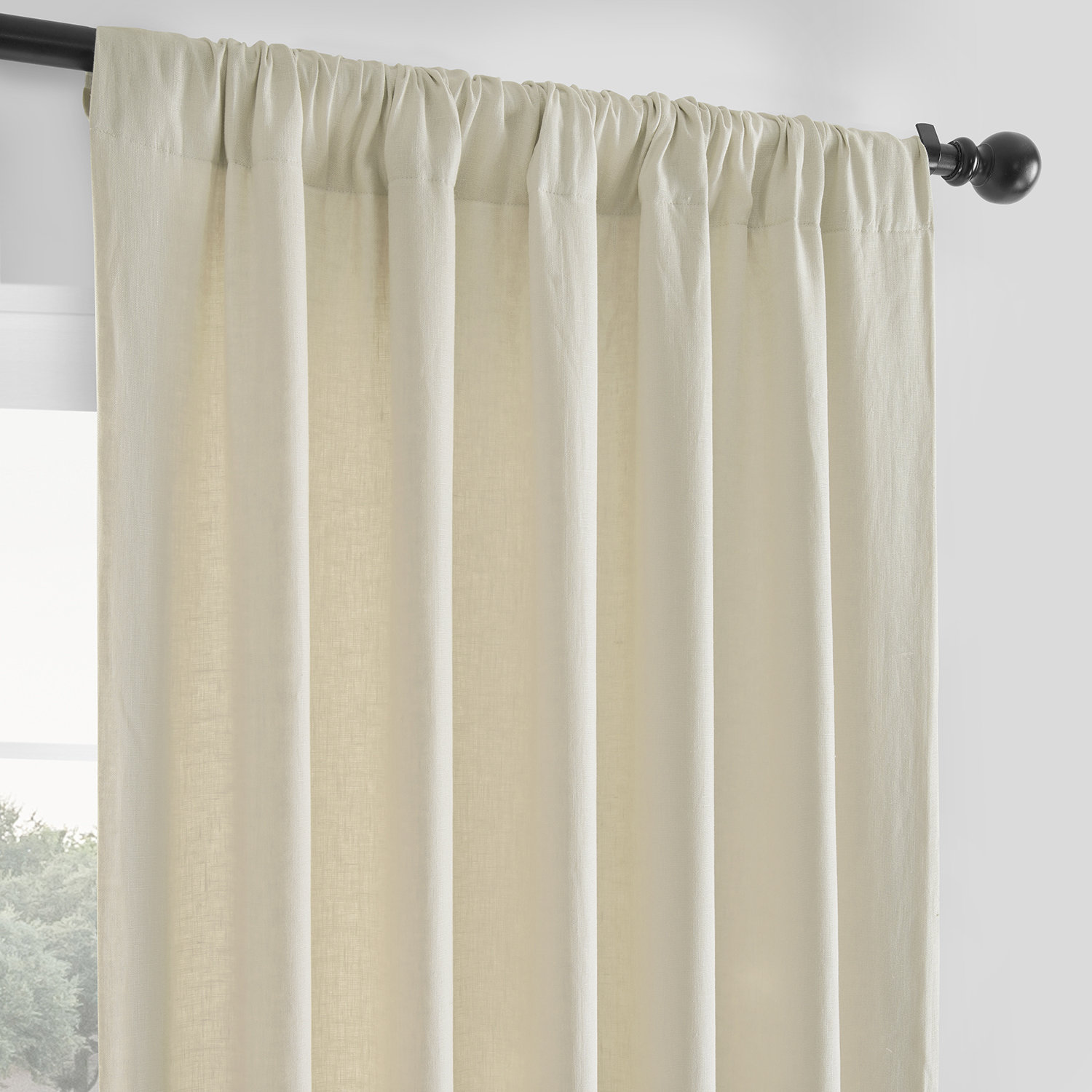 Briella French Linen Room Darkening Curtain, Ancient Ivory, 50" W x 96" L