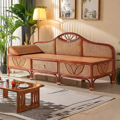 Chaise longue décontractée en rotin
