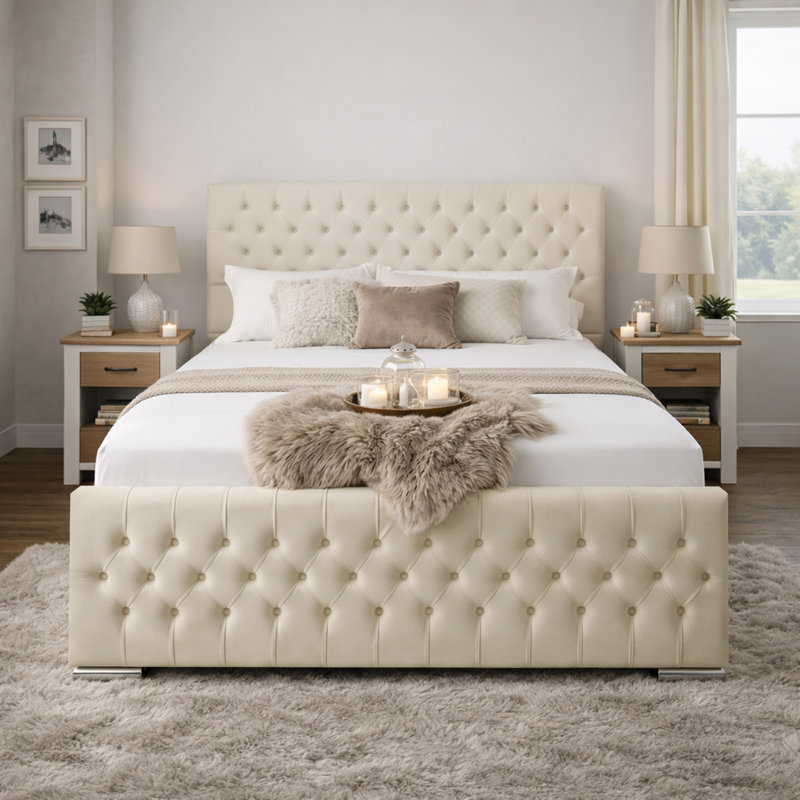 Kensington Upholstered Bed Frame, Cream, Small Double (4')