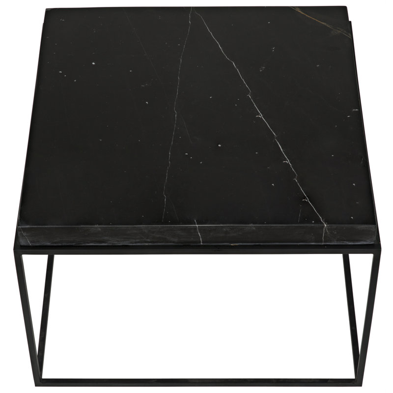 Lomax Minimalist Black Marble and Metal 26" Coffee Table
