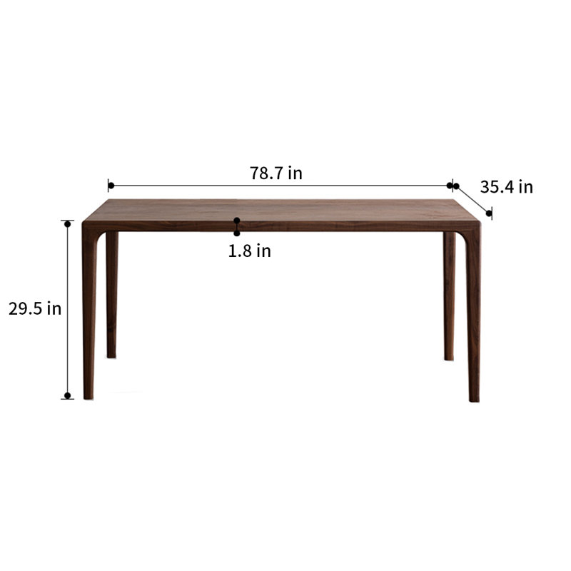Table de conférence rectangulaire en bois massif, H 30,3 po x L 78,7 po x l 35,4 po