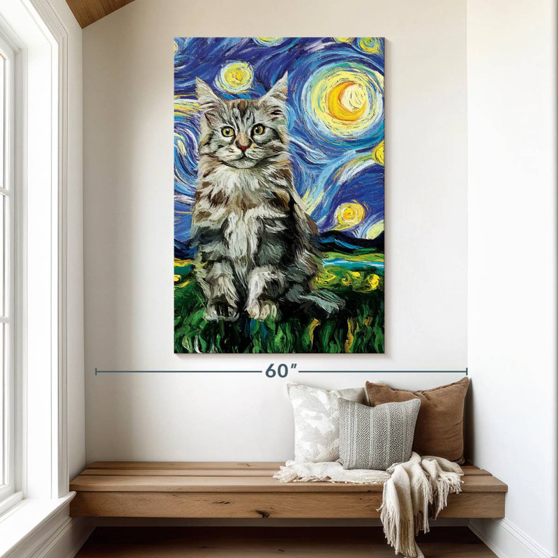 Nuit étoilée chaton Brampt MaineCoon, H 51 po x l 34 po