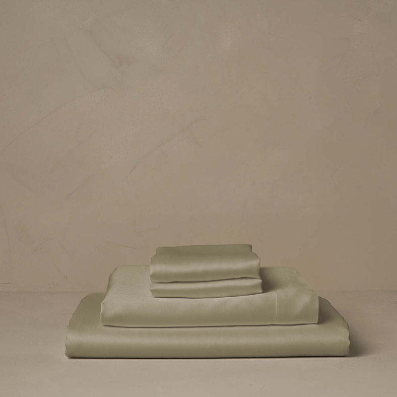 Woodland Silk Sheet Set, Pistacchio, Queen Sheet Set with 2 Standard Pillowcases
