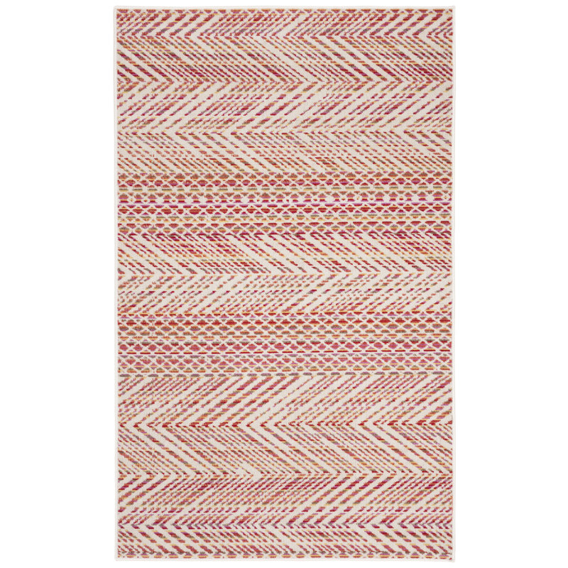 Sage Hooked Pink/White Indoor/Outdoor Rug, Rectangle 91 x 152 cm