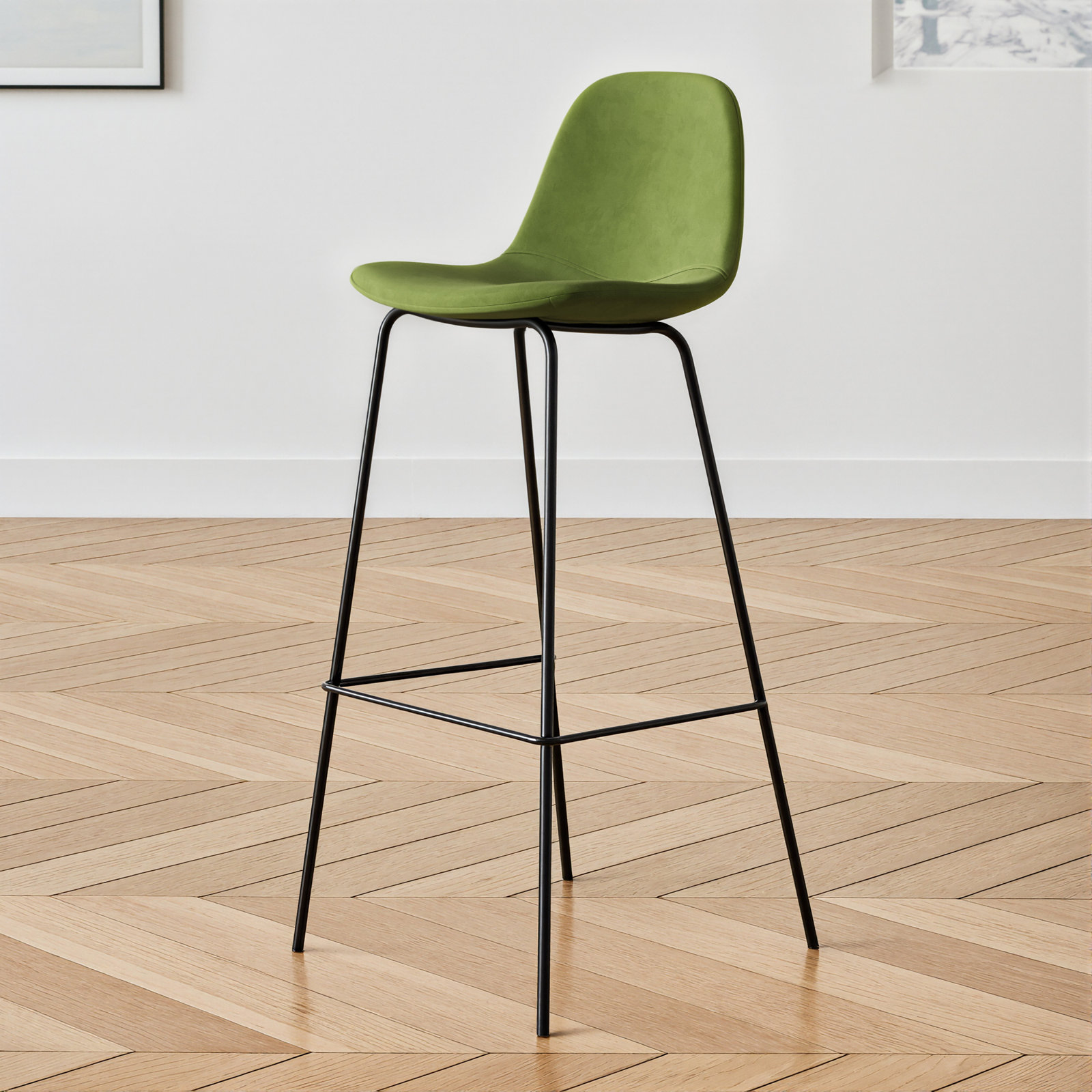 Kody Upholstered Bar & Counter Stool, Bar Stool (30.5" Seat Height), Bella Forest Performance Velvet