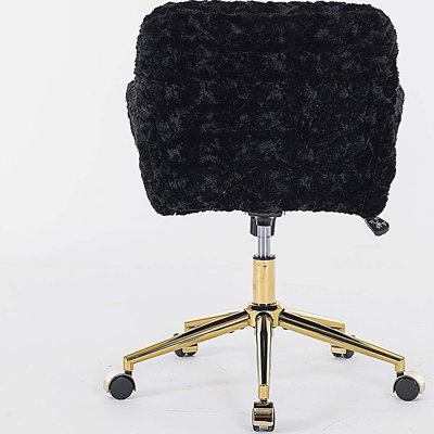 Chaise de bureau artificielle avec base en métal, chaise de bureau pivotante et chaise de coiffeuse