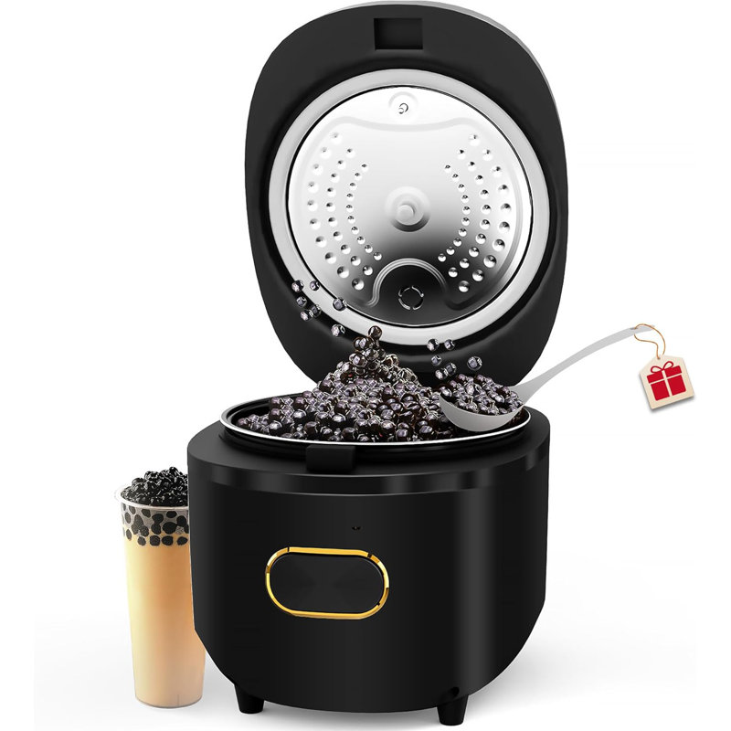 WantJoin Boba Cooker Machine with Non Stick Pot and Temperature Control 5.3Qt Capacity Stainless Steel Black 110V