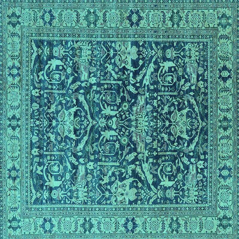 Tapis bleu / bleu sarcelle, Carré 4 pi