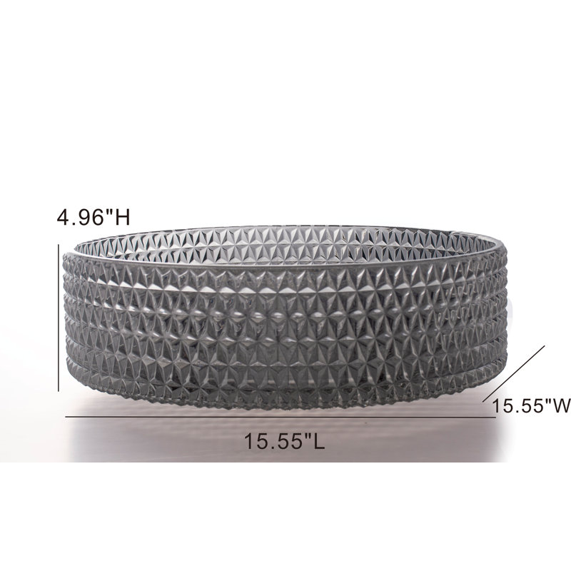 Selected 15.55'' Glass Circular Bathroom Sink, Smoky Gray